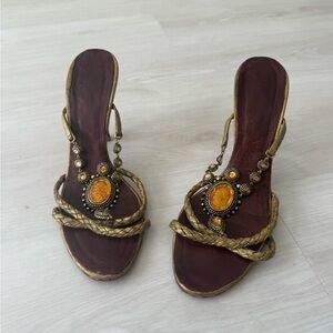 Elegant Vicini Gold and Brown Women's Sandals